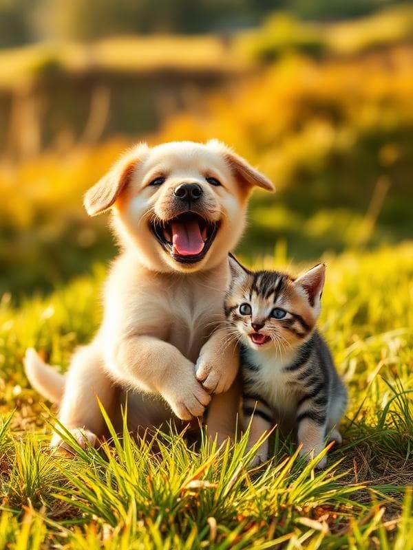 Cachorro y gatito juntos